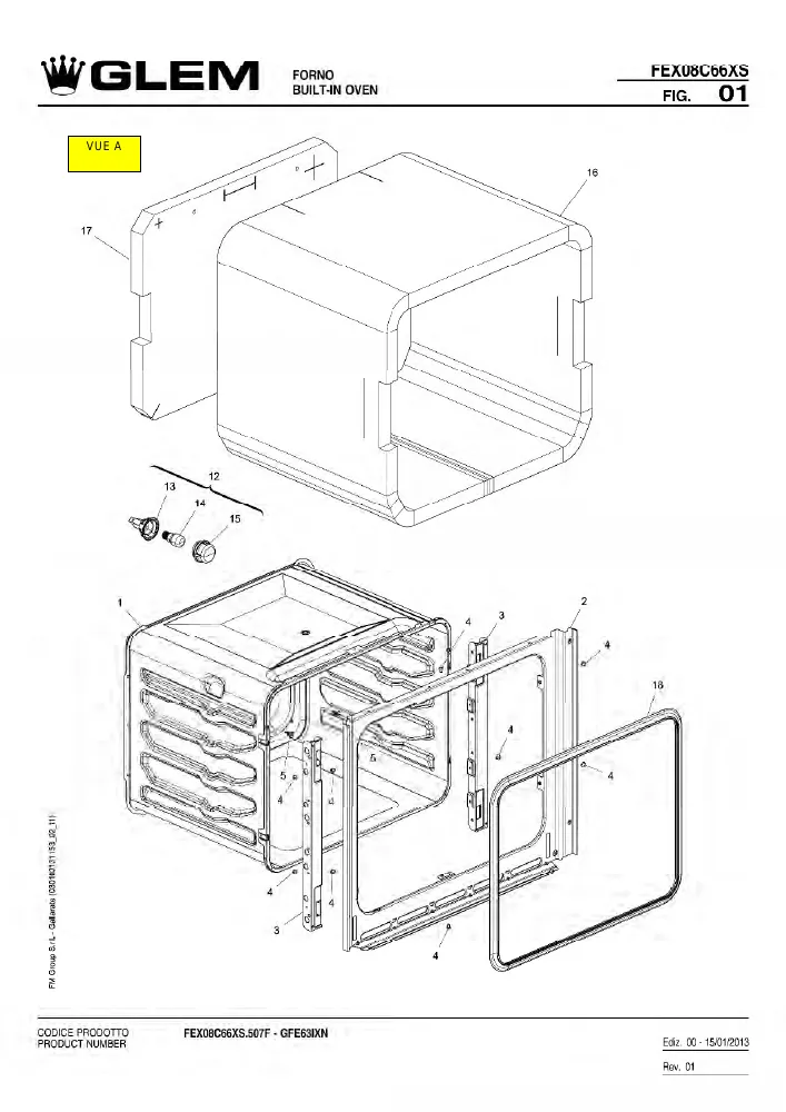 Vue éclatée Glem Gas GFE63IXN