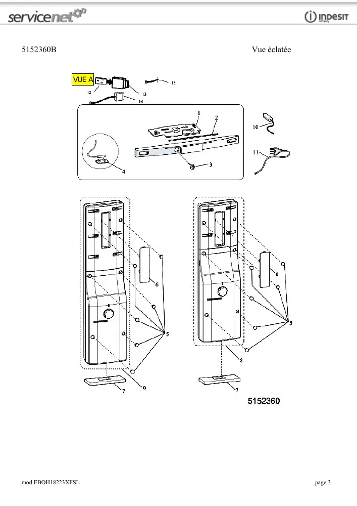 Vue éclatée HOTPOINT-ARISTON EBOH18223XF 86738
