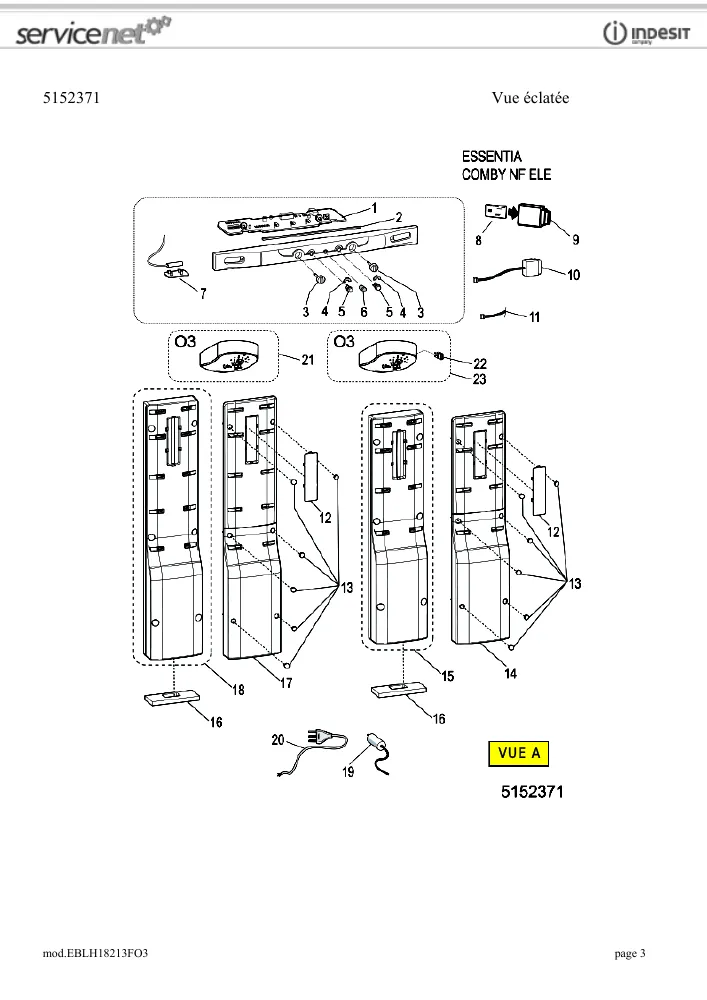 Vue éclatée HOTPOINT-ARISTON EBLH18213FO3 77206