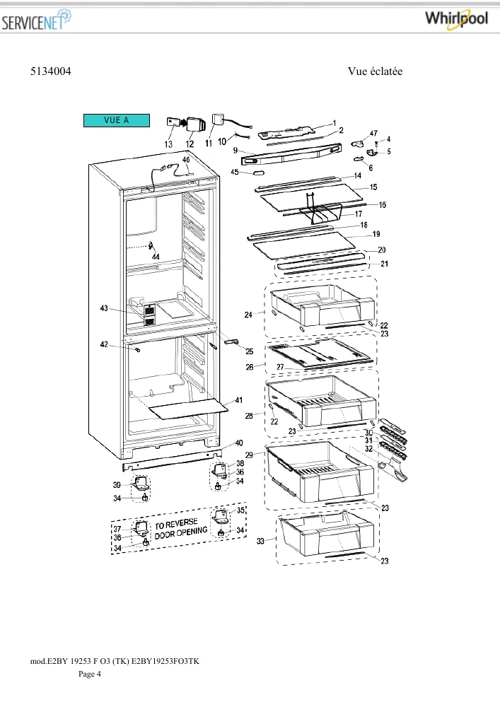 Vue éclatée HOTPOINT-ARISTON E2BY19253FO3TK 85163