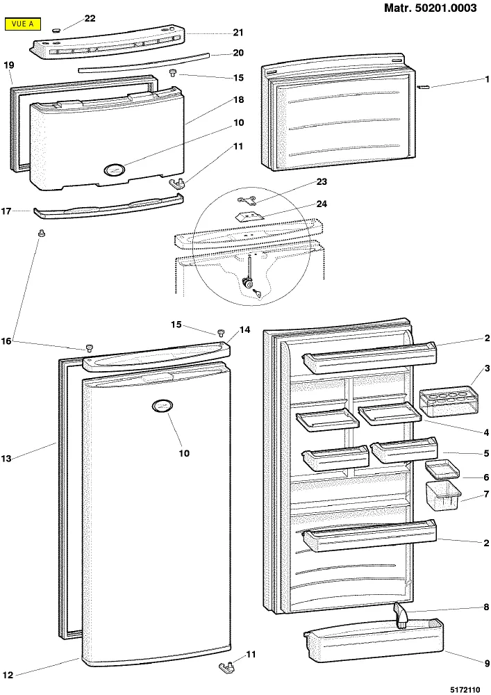 Vue éclatée HOTPOINT-ARISTON EDFV291X-1EU EDFV291X.1EU EDFV291X1EU 18184