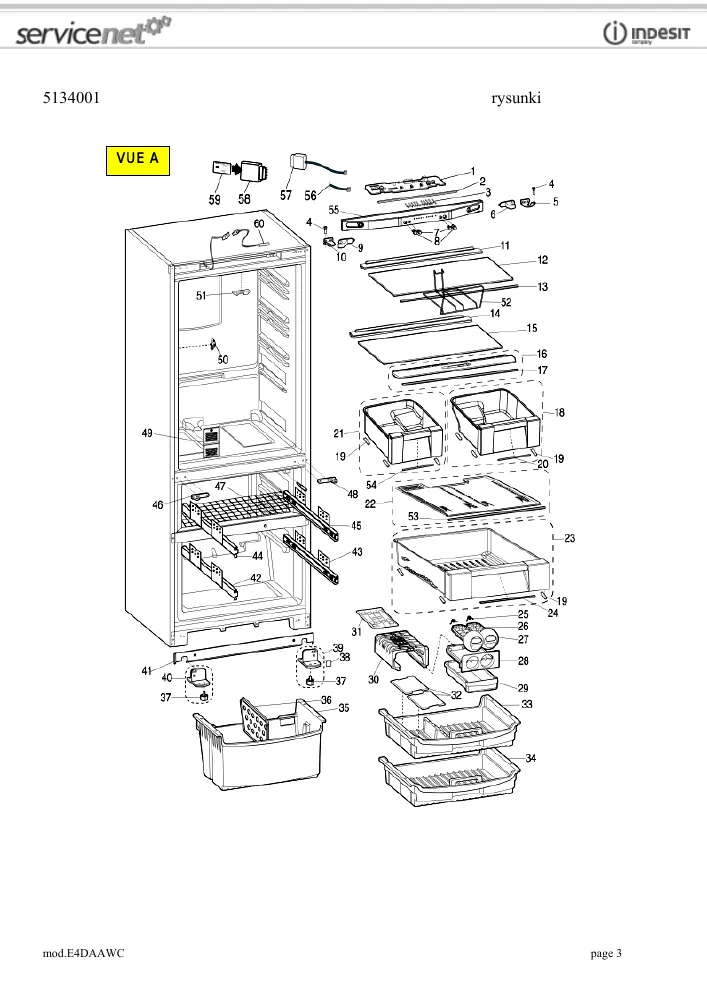 Vue éclatée HOTPOINT-ARISTON E4DAAWC 77958