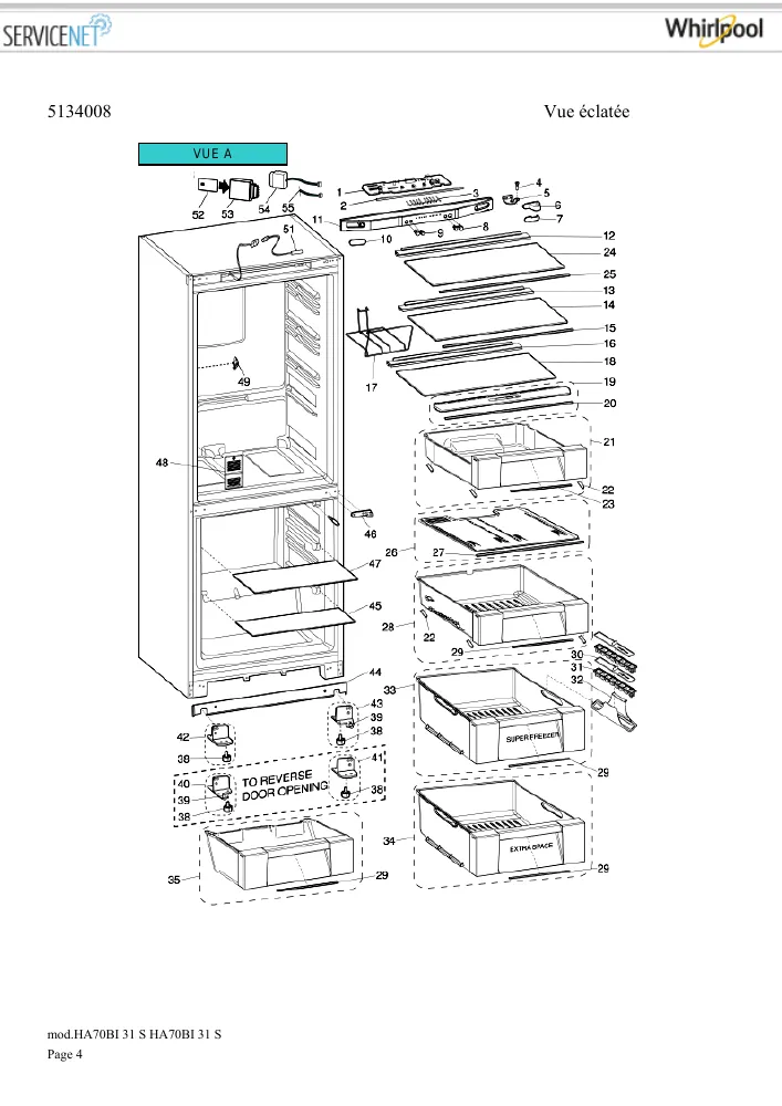 Vue éclatée HOTPOINT-ARISTON HA70BI31S 159938