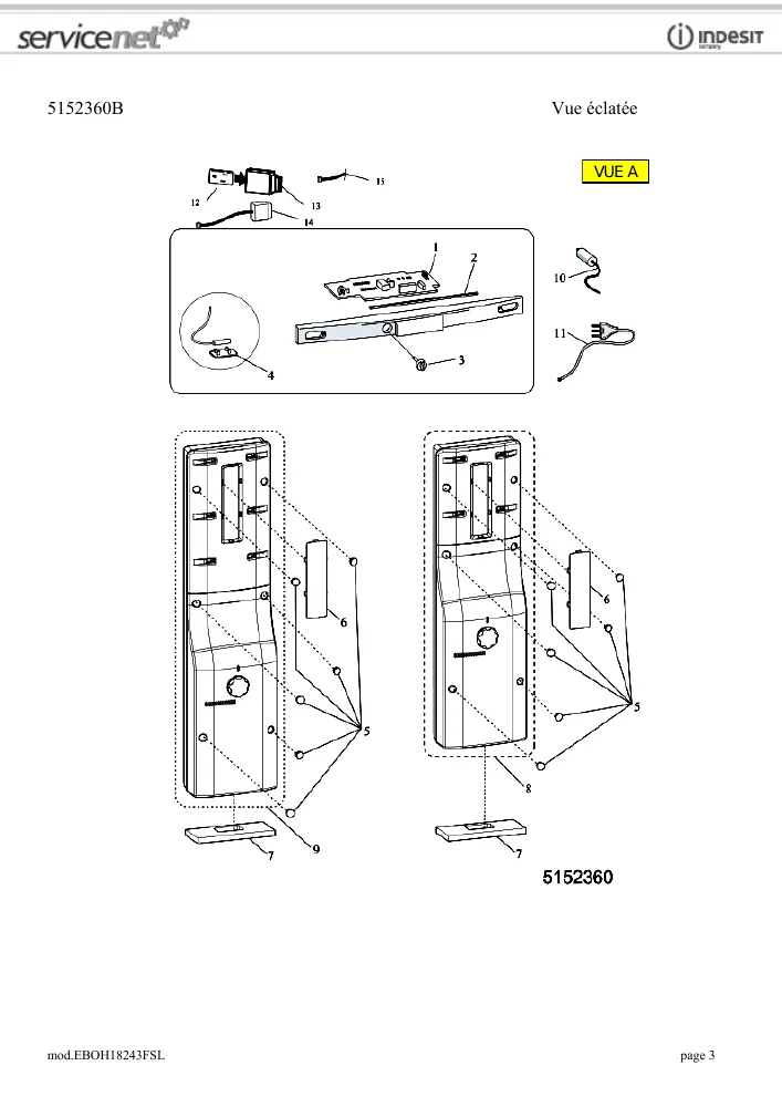 Vue éclatée HOTPOINT-ARISTON EBOH18243F 86739