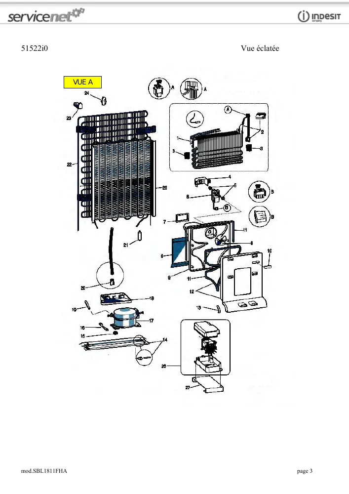 Vue éclatée HOTPOINT-ARISTON SBL1811FHA 70921