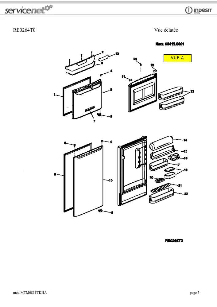 Vue éclatée HOTPOINT-ARISTON MTM081FTKHA 69495