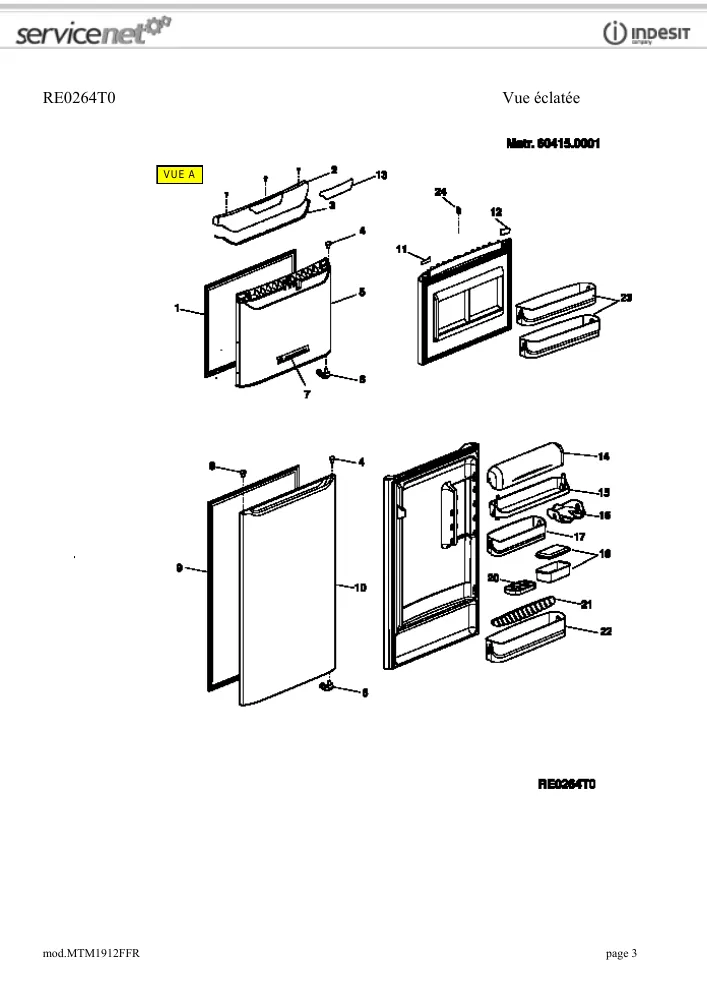 Vue éclatée HOTPOINT-ARISTON MTM1912FFR 40721
