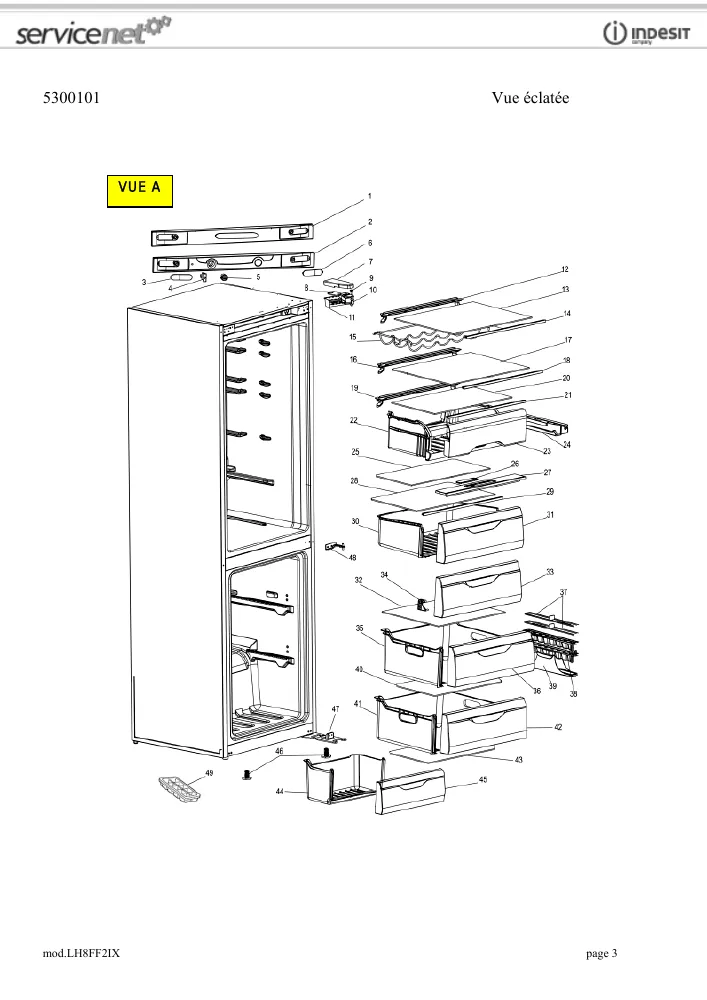 Vue éclatée HOTPOINT-ARISTON LH8FF2IX 93325