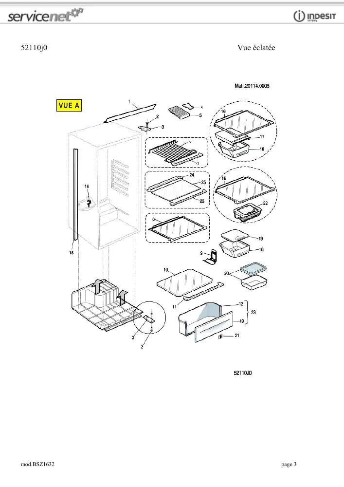 Vue éclatée HOTPOINT-ARISTON BSZ1632 54077