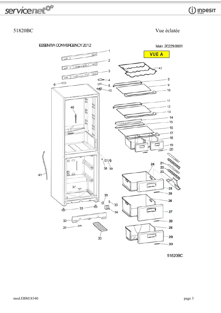 Vue éclatée HOTPOINT-ARISTON EBM18340 82296