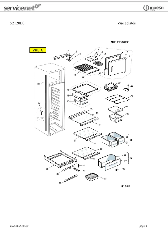 Vue éclatée HOTPOINT-ARISTON BSZ3032V 55935