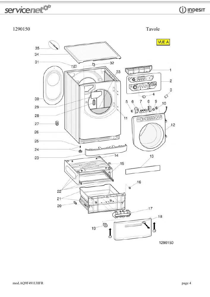 Vue éclatée HOTPOINT-ARISTON AQ9F491UHFR 69322