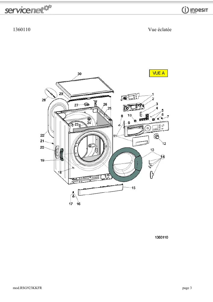 Vue éclatée HOTPOINT-ARISTON RSG923KKFR 02207