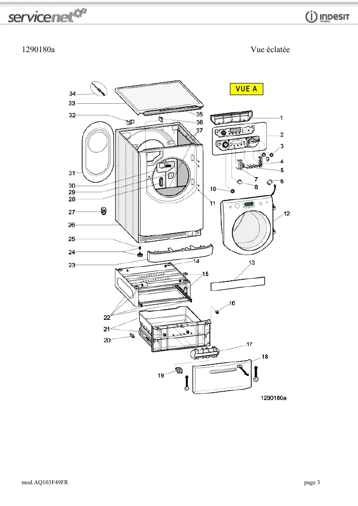 Vue éclatée HOTPOINT-ARISTON AQ103F49FR 83876