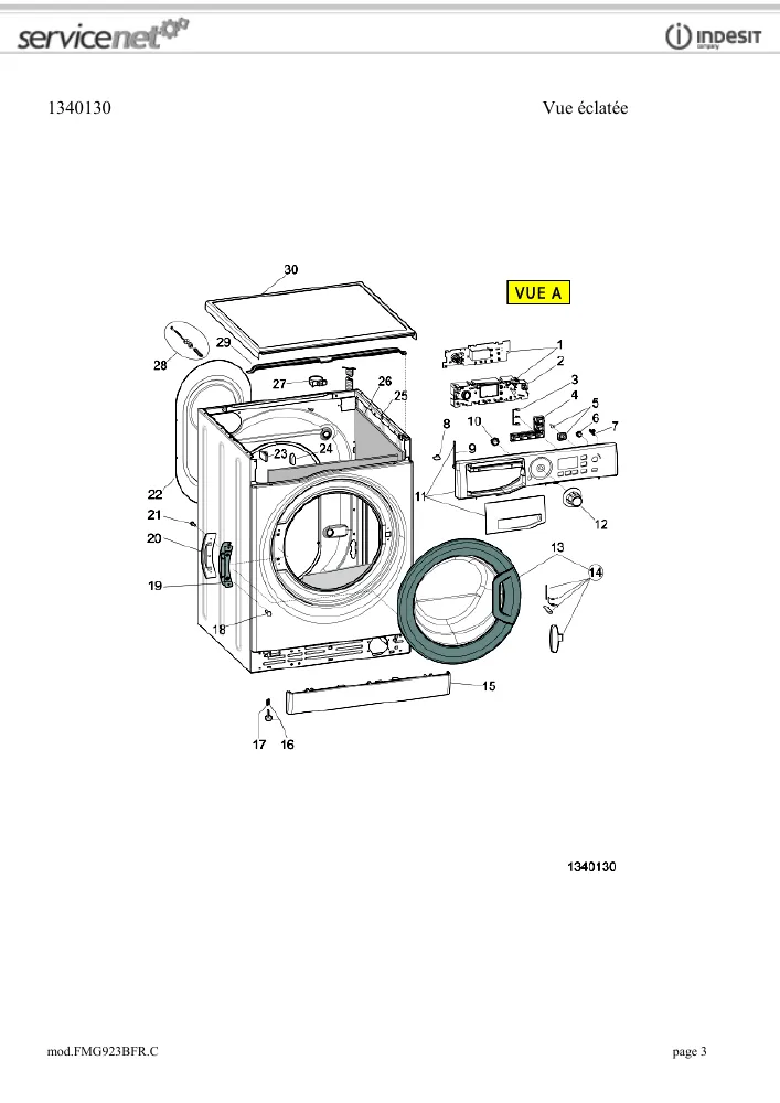 Vue éclatée HOTPOINT-ARISTON FMG923BFRC 86333