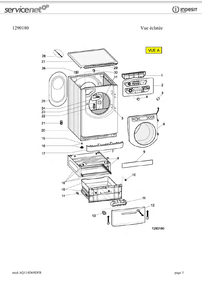 Vue éclatée HOTPOINT-ARISTON AQ114D69DFR 80352