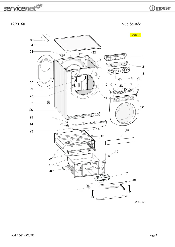 Vue éclatée HOTPOINT-ARISTON AQ8L492UFR 69310