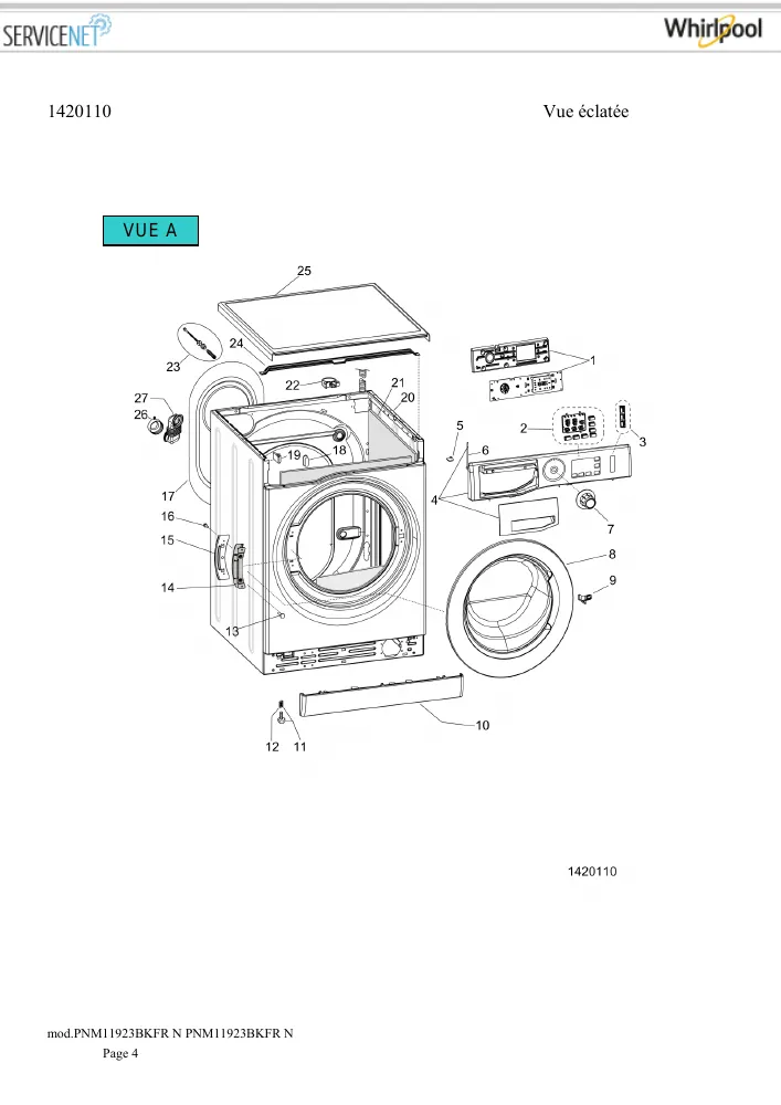 Vue éclatée HOTPOINT-ARISTON PNM11923BKFRN 161832