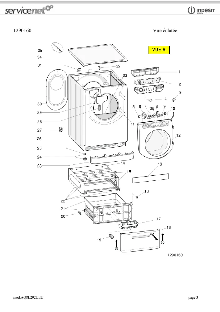 Vue éclatée HOTPOINT-ARISTON AQ8L292UEU 73885
