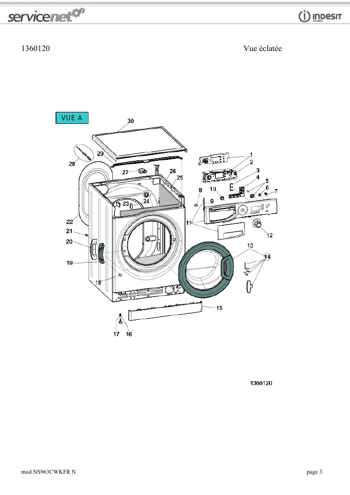 Vue éclatée HOTPOINT-ARISTON NS963CWKFRN 161830