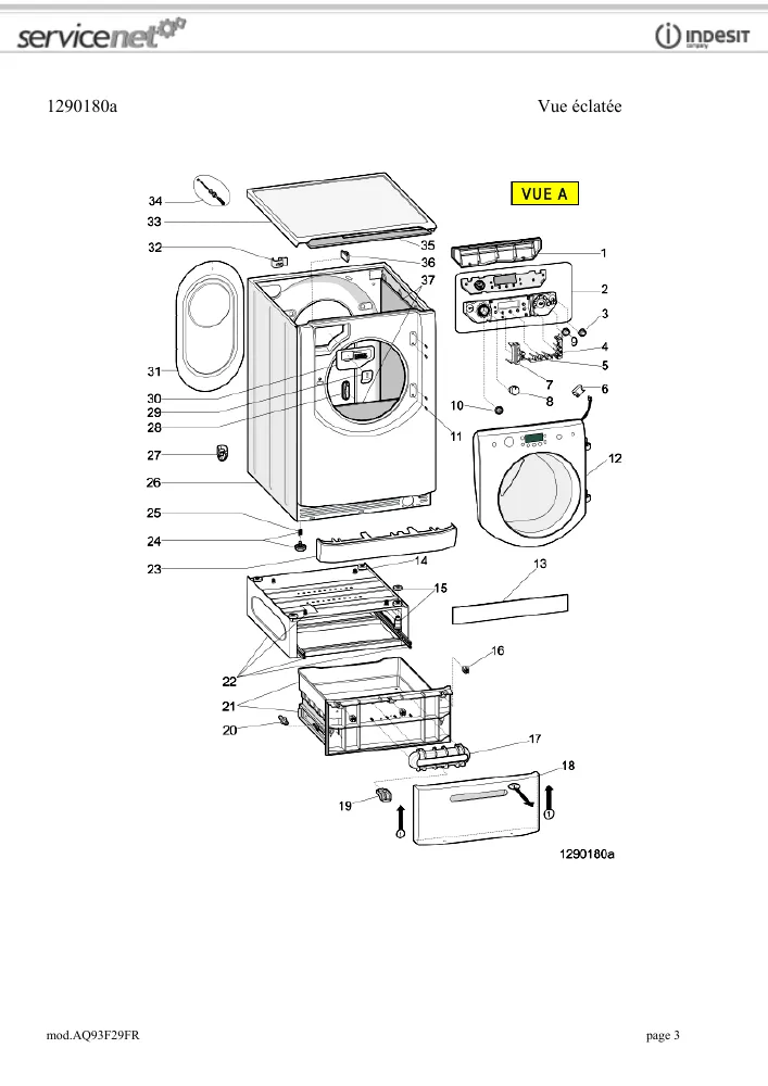 Vue éclatée HOTPOINT-ARISTON AQ93F29FR AQUATIS 83875