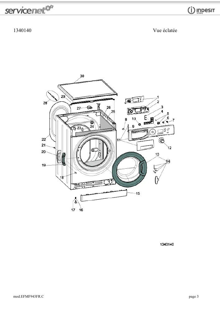 Vue éclatée HOTPOINT-ARISTON EFMF943FR.C EFMF943FRC 89596