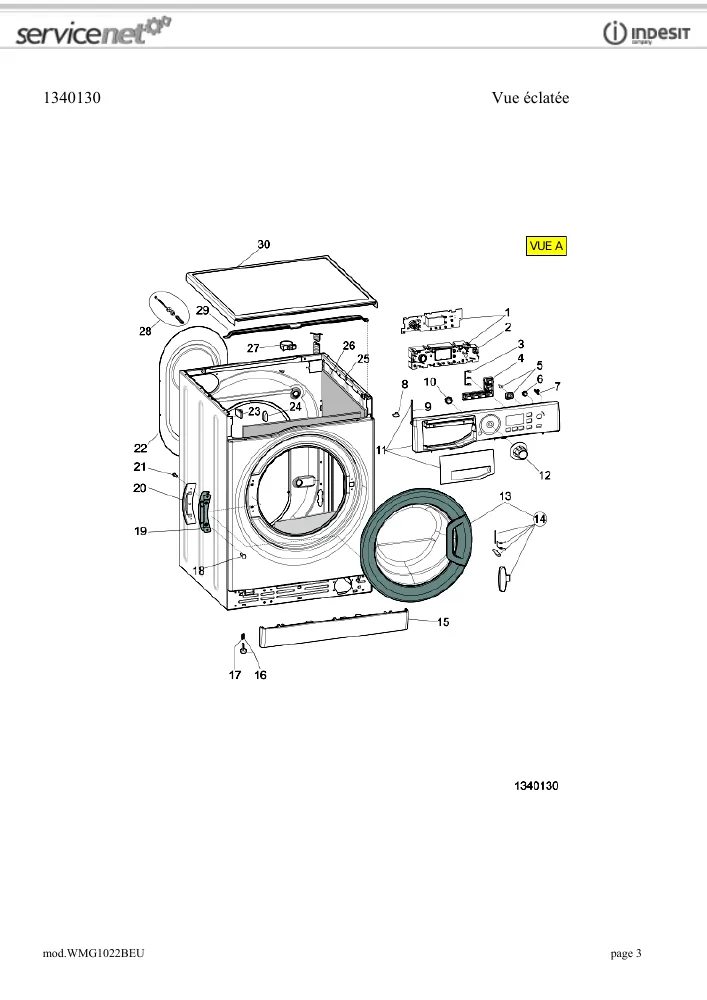 Vue éclatée HOTPOINT-ARISTON WMG1022BEU 76527