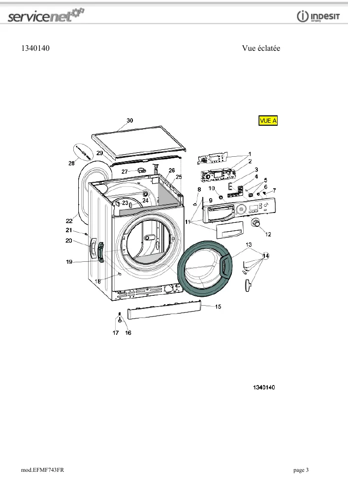 Vue éclatée HOTPOINT-ARISTON EFMF743FR 88863