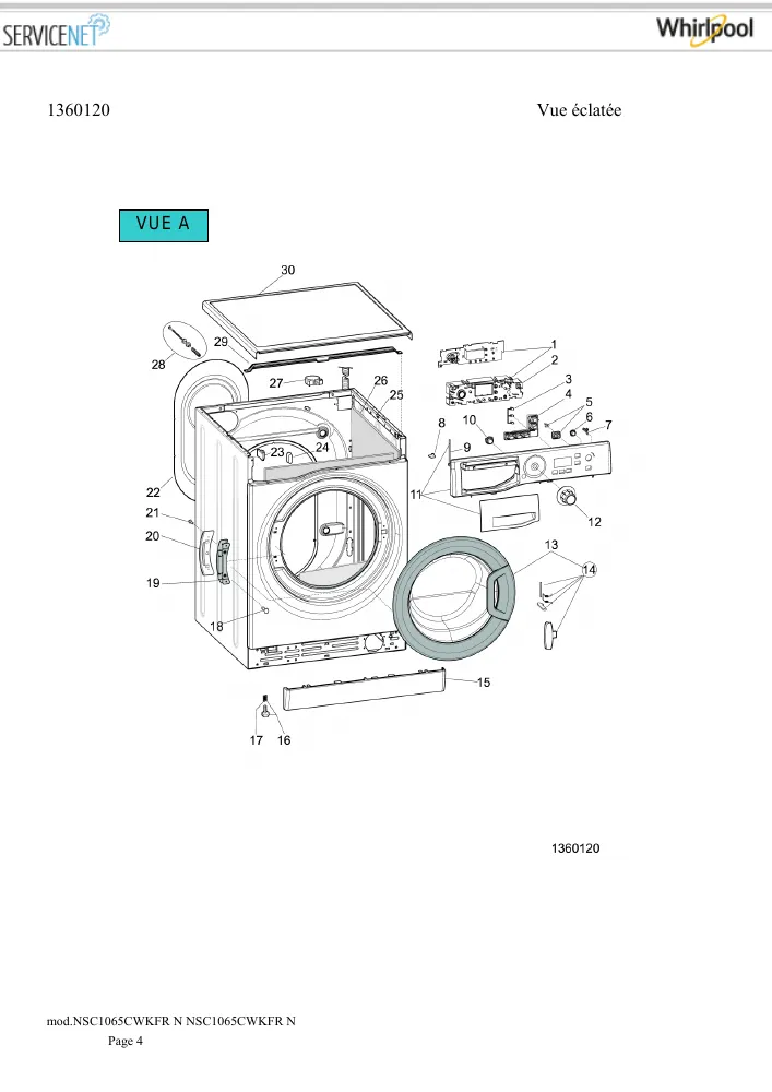 Vue éclatée HOTPOINT-ARISTON NSC1065CWKFRN 164753