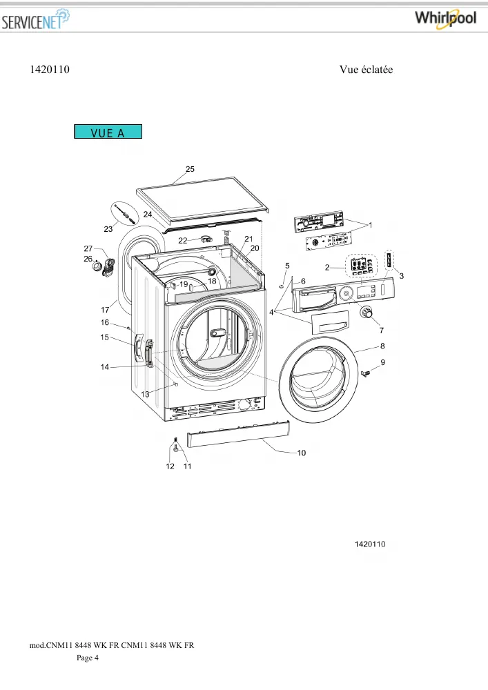 Vue éclatée HOTPOINT-ARISTON CNM118448WKFR 164949
