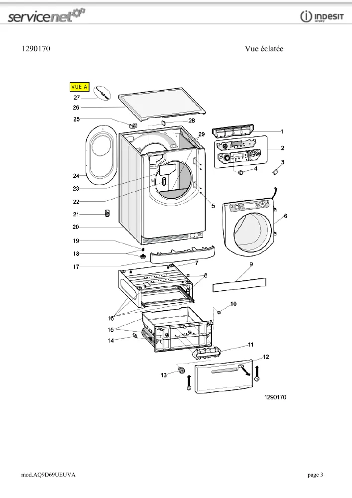 Vue éclatée HOTPOINT-ARISTON AQ9D69UEUVA 62300