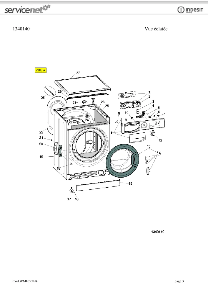Vue éclatée HOTPOINT-ARISTON WMF722FR 83931