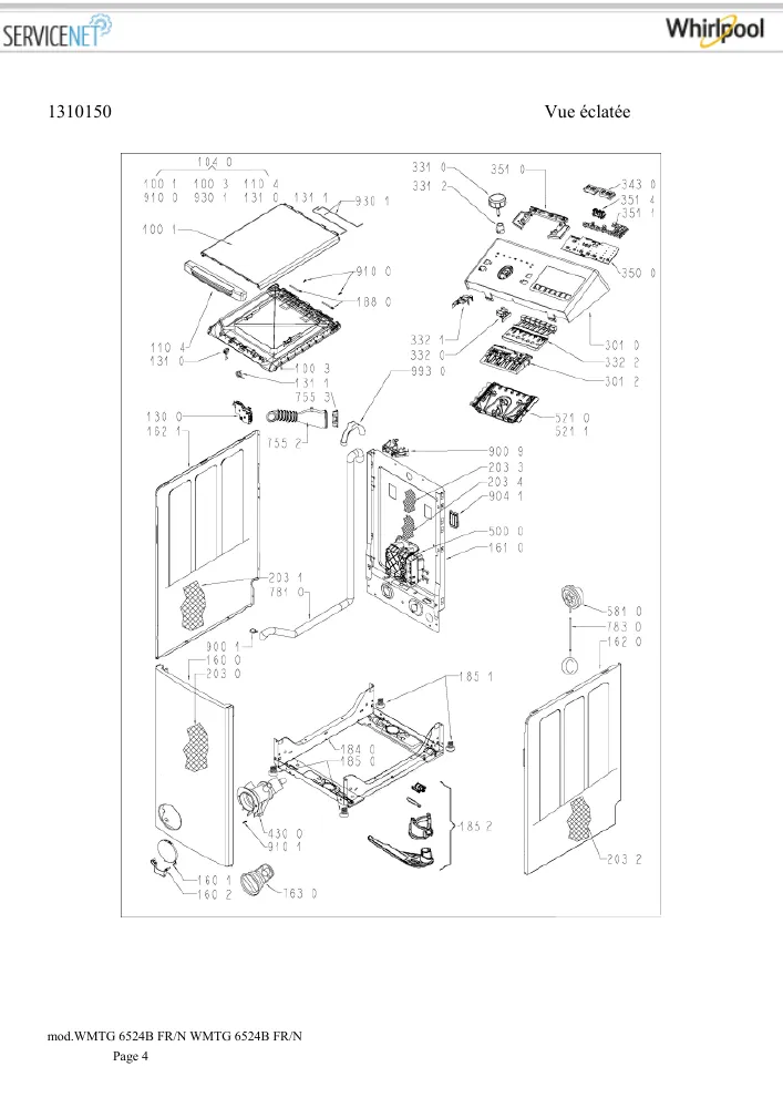 Vue éclatée HOTPOINT-ARISTON WMTG6524BFRN 161954
