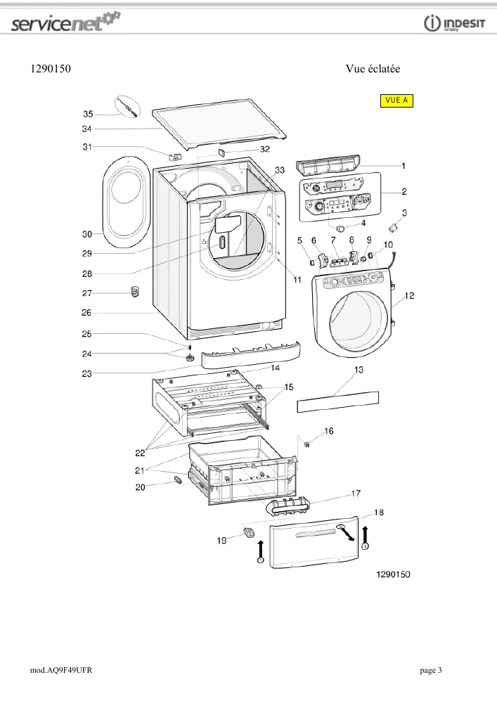 Vue éclatée HOTPOINT-ARISTON AQ9F49UFR 62304