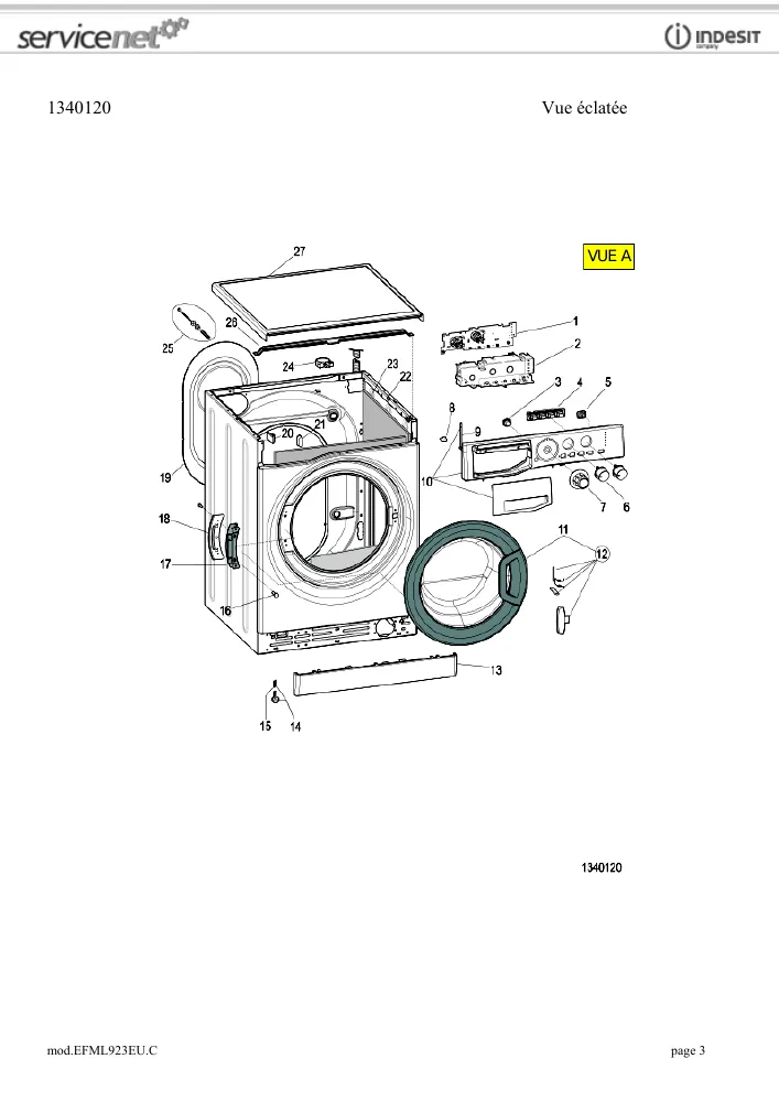 Vue éclatée HOTPOINT-ARISTON EFML923EU.C EFML923EUC 86329