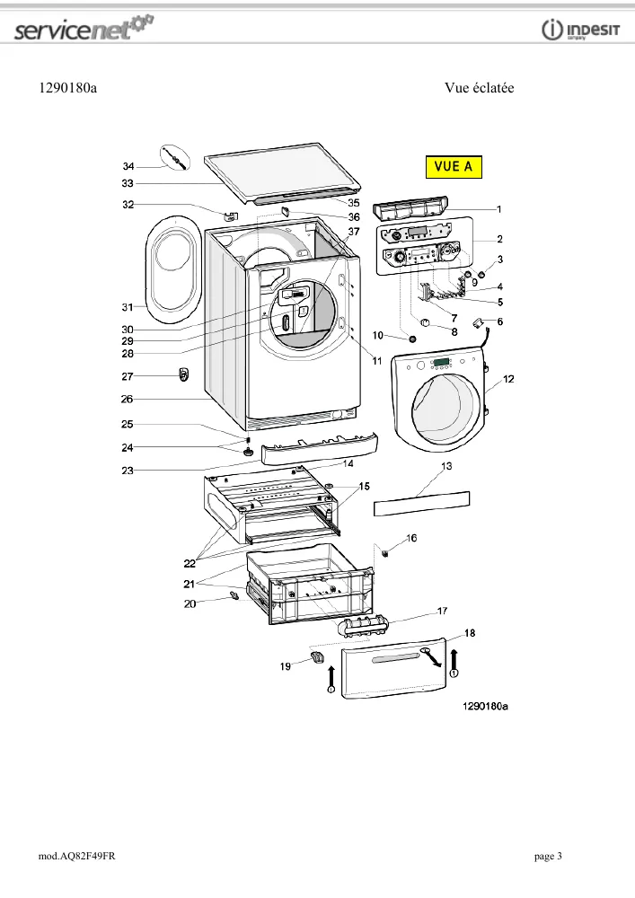 Vue éclatée HOTPOINT-ARISTON AQ82F49FR 78661