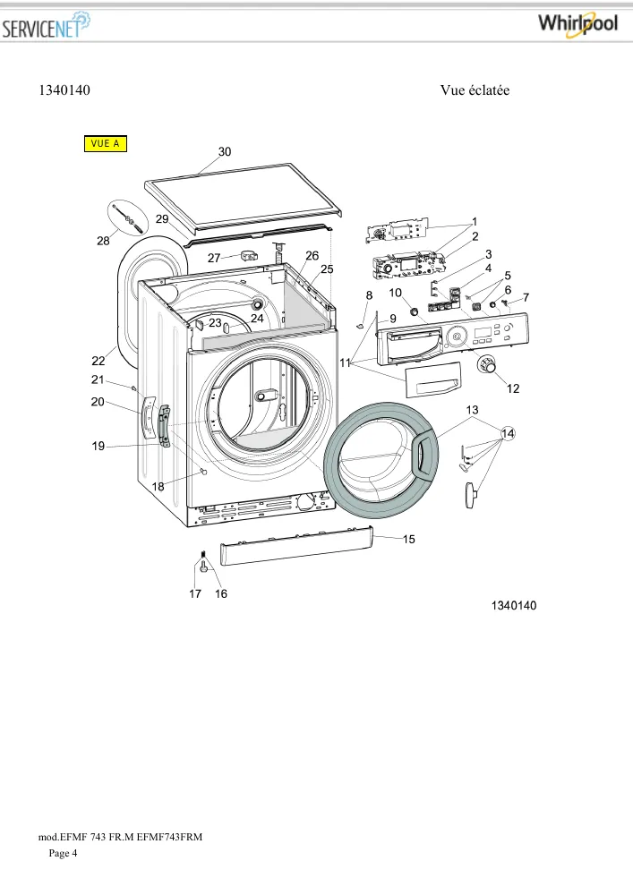 Vue éclatée HOTPOINT-ARISTON EFMF743FRM 100822