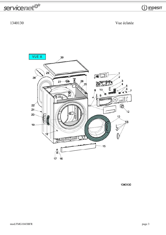 Vue éclatée HOTPOINT-ARISTON FMG1043BFR 85727