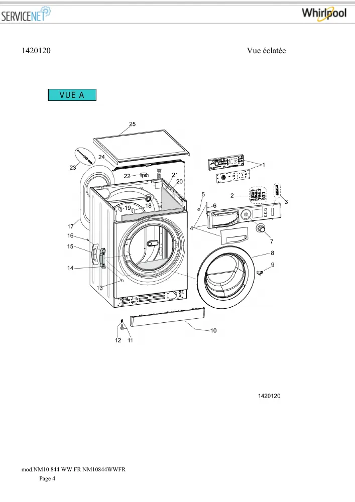 Vue éclatée HOTPOINT-ARISTON NM10844WWFR 156040