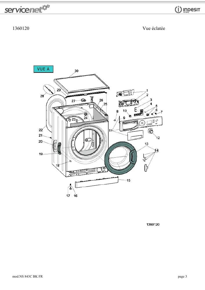 Vue éclatée HOTPOINT-ARISTON NS843CBKFR 158298