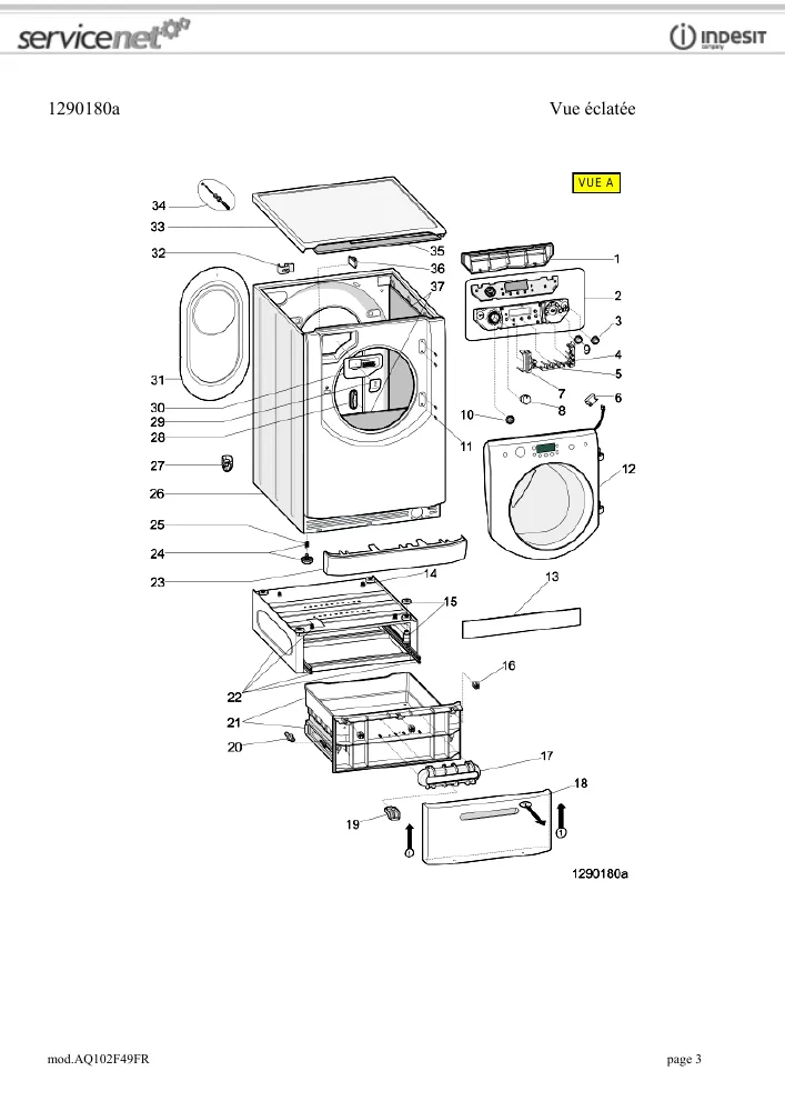 Vue éclatée HOTPOINT-ARISTON AQ102F49FR 074868