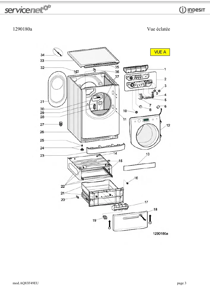 Vue éclatée HOTPOINT-ARISTON AQ83F49EU 78515