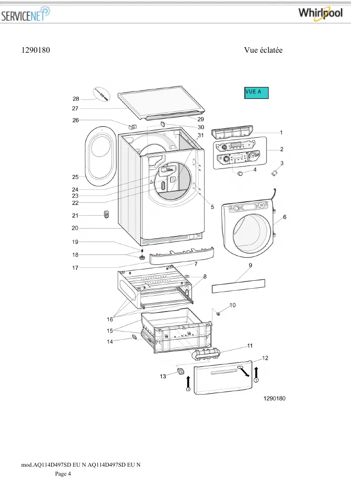 Vue éclatée HOTPOINT-ARISTON AQ114D497SDEUN 162152