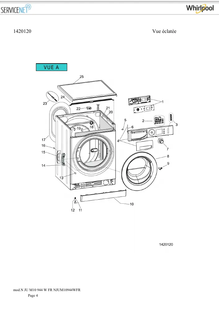 Vue éclatée HOTPOINT-ARISTON NJUM10944WFR 156055 869991560550