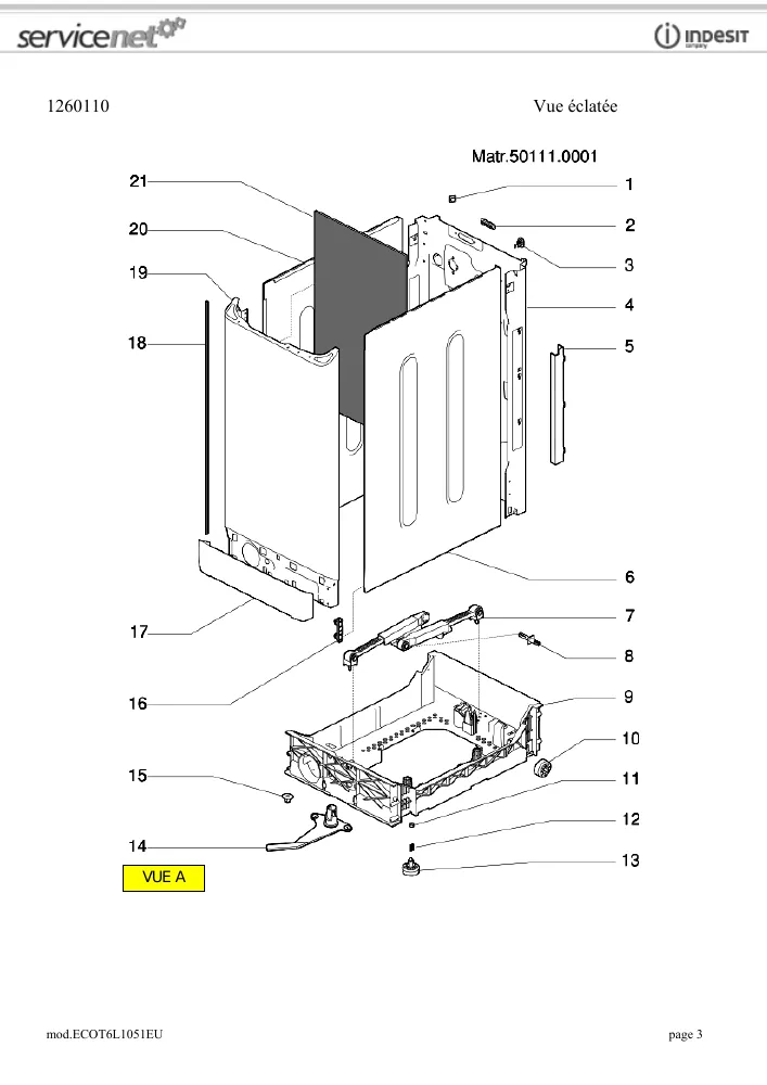 Vue éclatée HOTPOINT-ARISTON ECOT6L1051EU