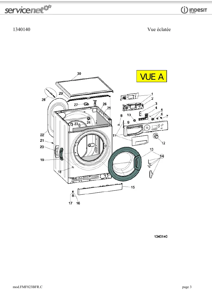 Vue éclatée HOTPOINT-ARISTON FMF823BFRC 86327