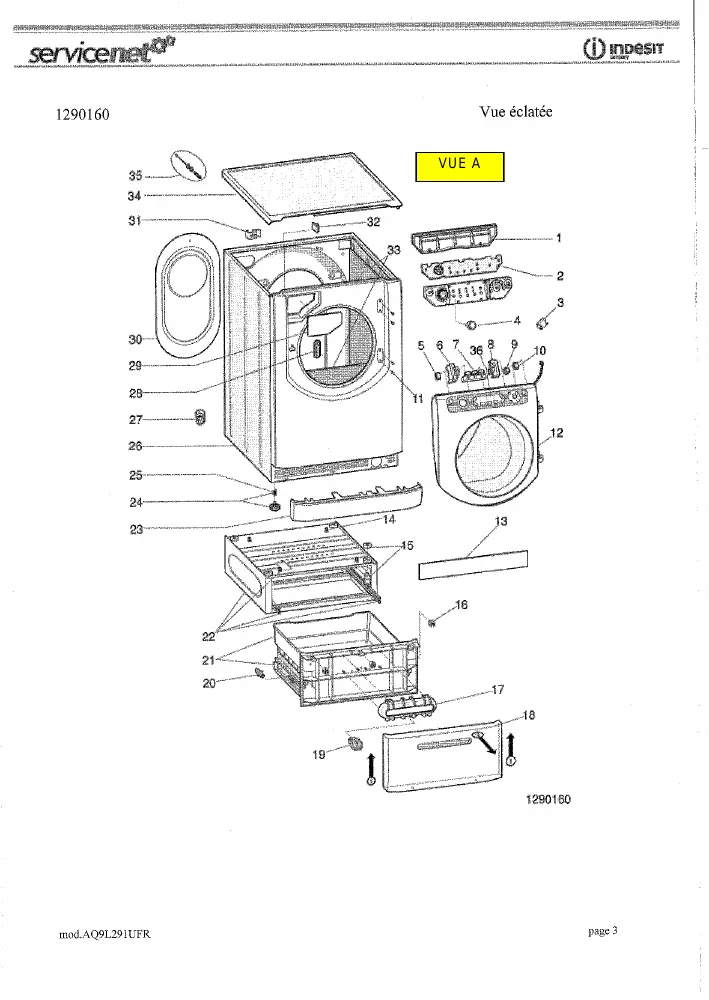 Vue éclatée HOTPOINT-ARISTON AQ9L291UFR 71080