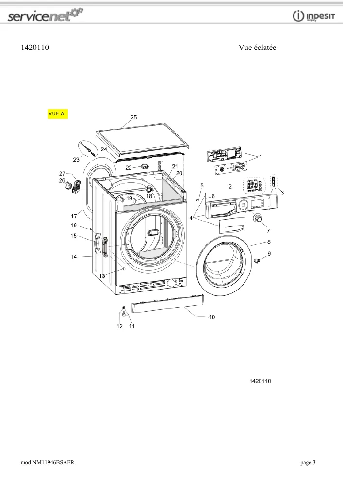 Vue éclatée HOTPOINT-ARISTON NM11946BSAFR 156043