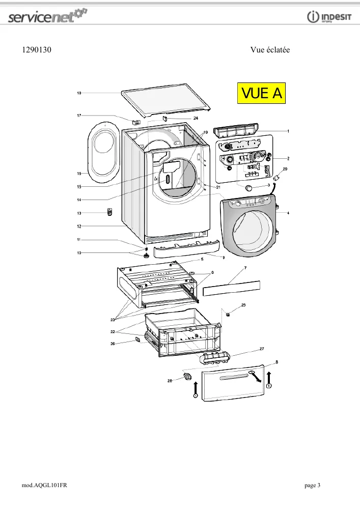 Vue éclatée HOTPOINT-ARISTON AQGL101FR 48648