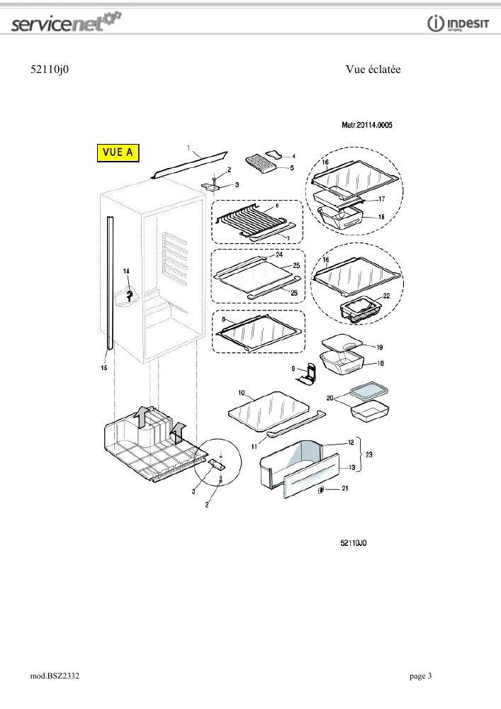 Vue éclatée HOTPOINT-ARISTON BSZ2332 55939